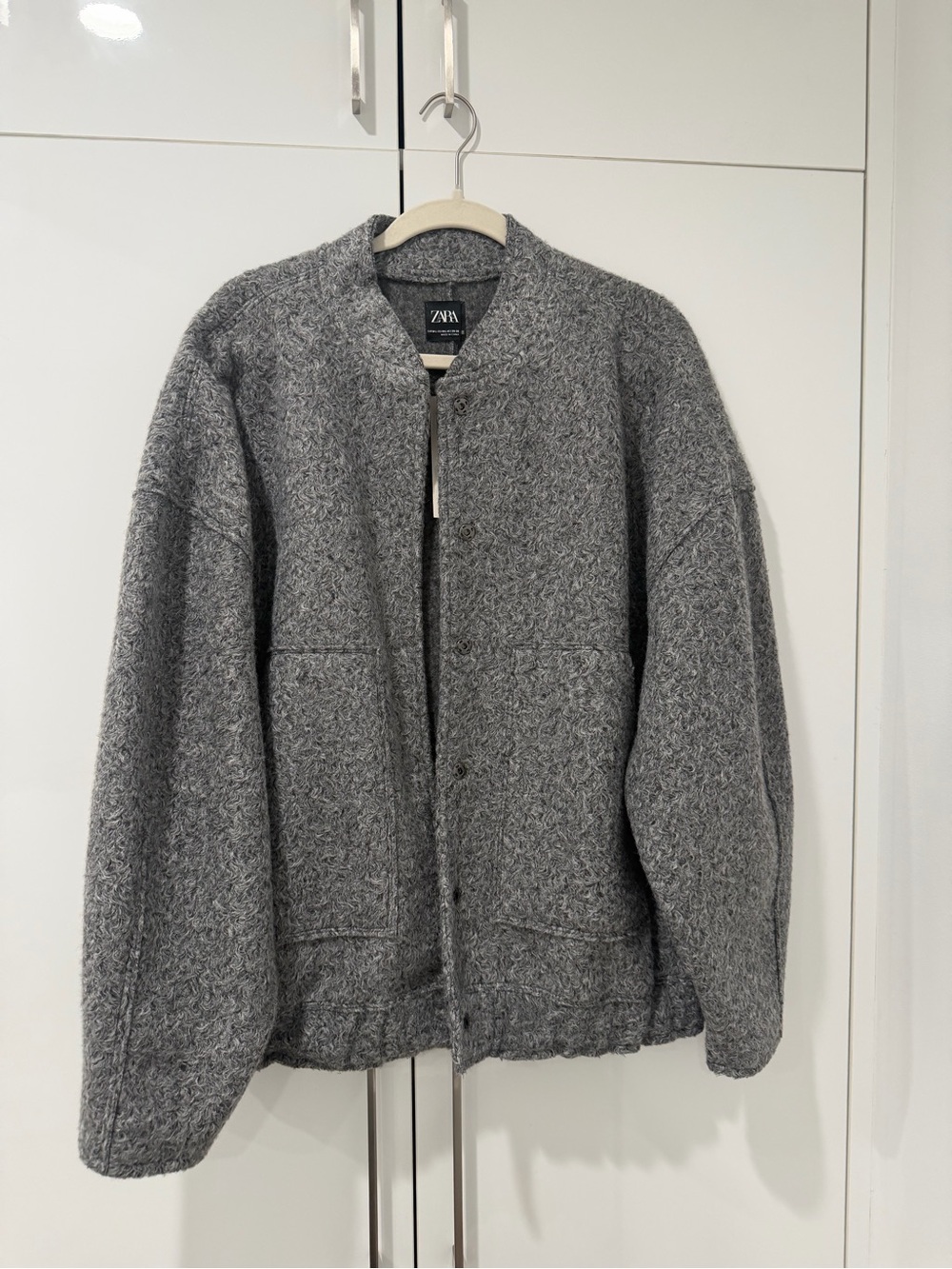 Zara Gray Knit Zip-Up Jacket